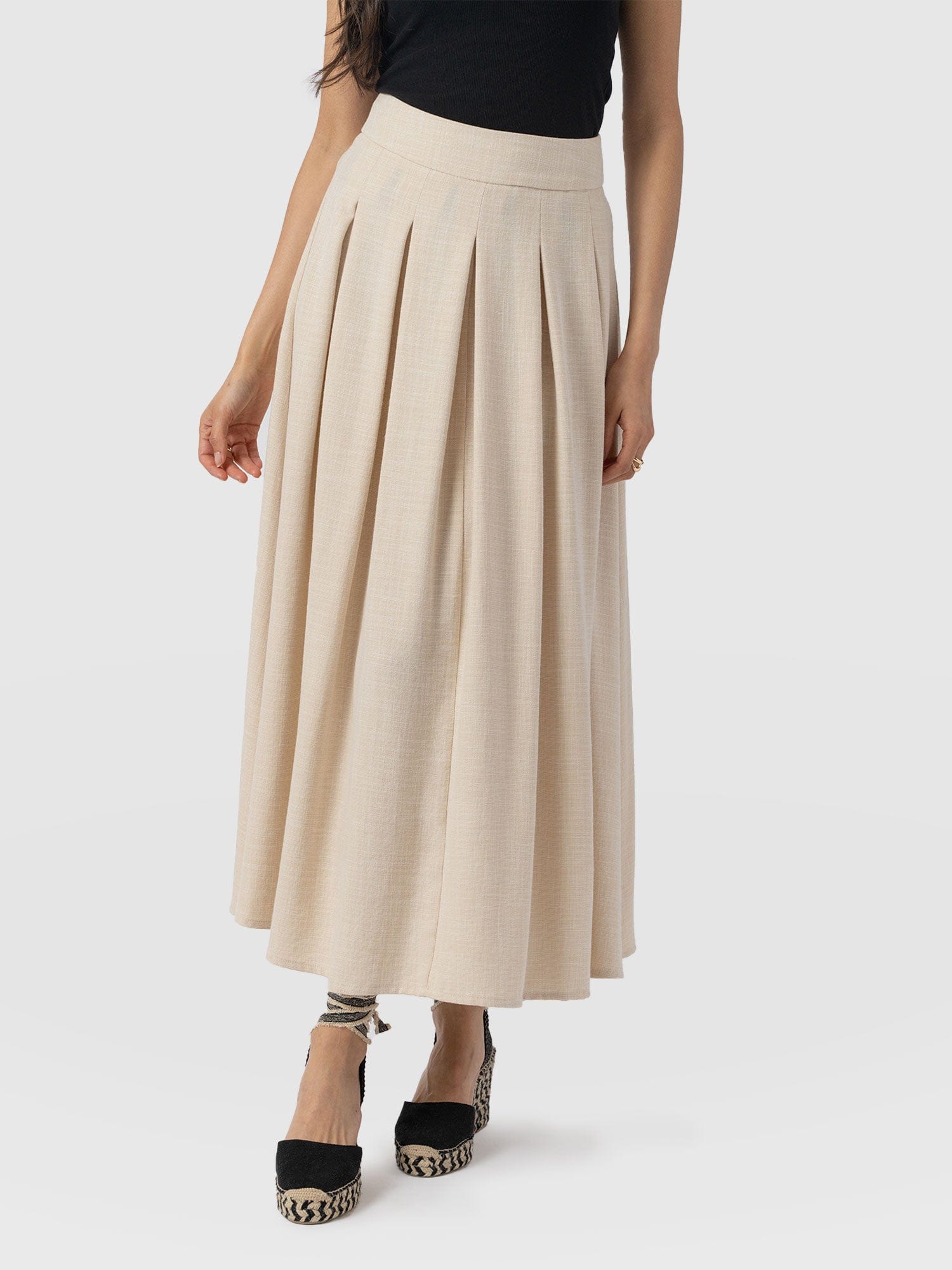 Eliza Pleated Skirt - Cream - Women's Skirts | Saint + Sofia® USA